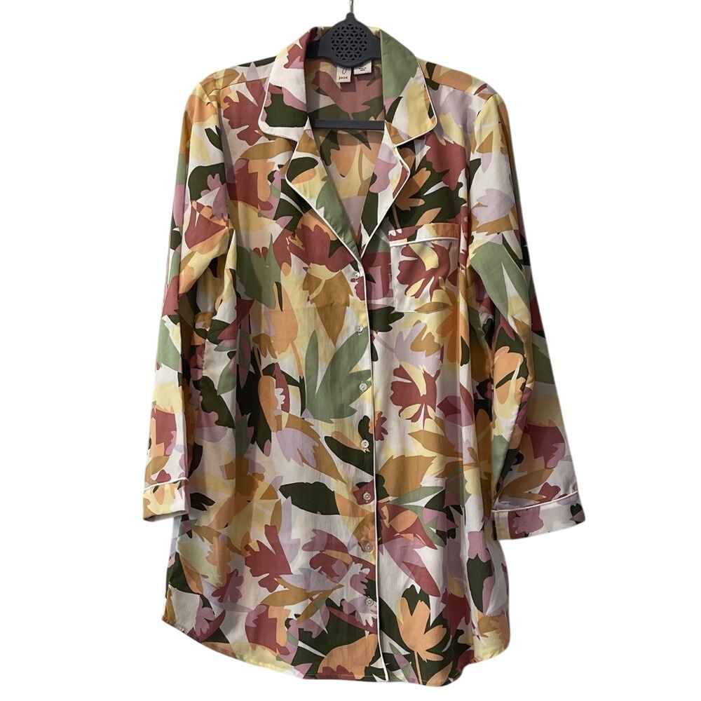 Joie Women's  Floral Button Up Sleepshirt‎ Nightgown Pajamas Large